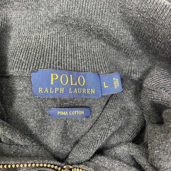 Polo Ralph Lauren Mens L Pima Cotton Quarter Zip Pullover Ribbed Y2K 90s Preppy - Picture 6 of 8